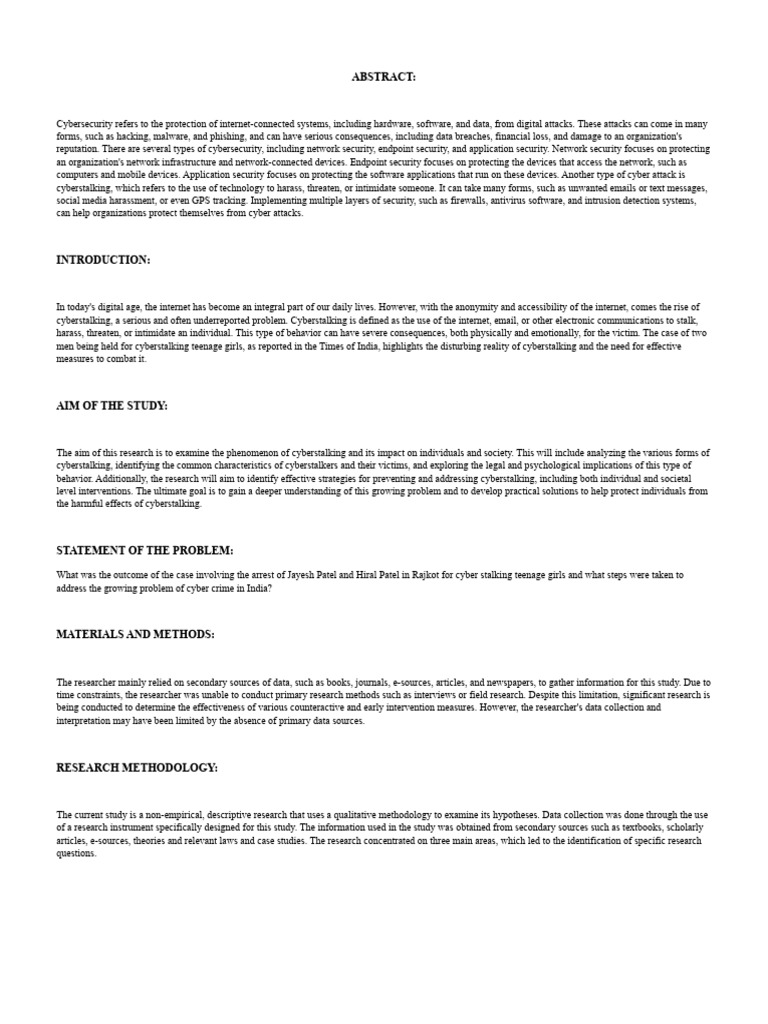 Cyber stalking pdf cybercrime security