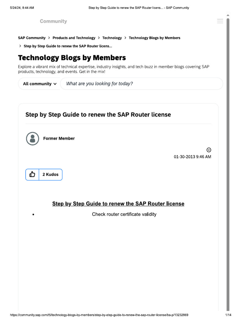 SAP Router SSL Cert Renewal | PDF