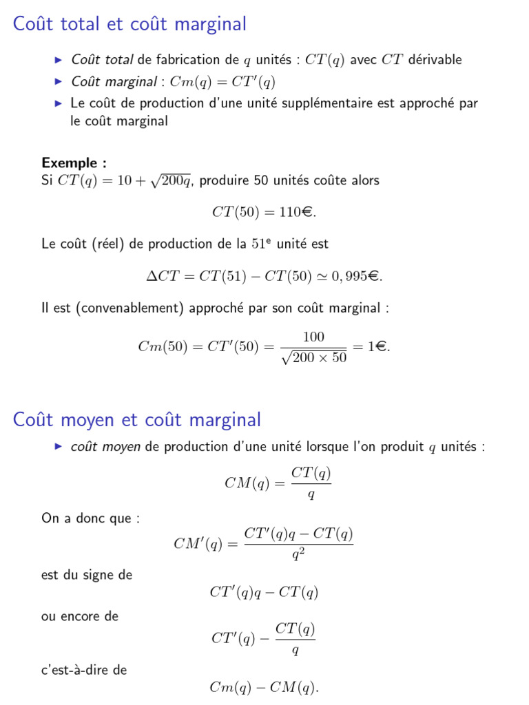 Applications en Economie | PDF | Élasticité (économie) | Coût marginal