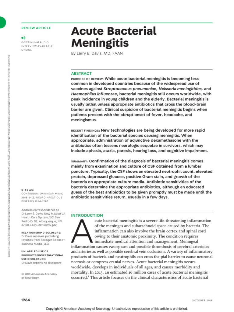 4 Acute Bacterial Meningitis | PDF | Meningitis | Cerebrospinal Fluid