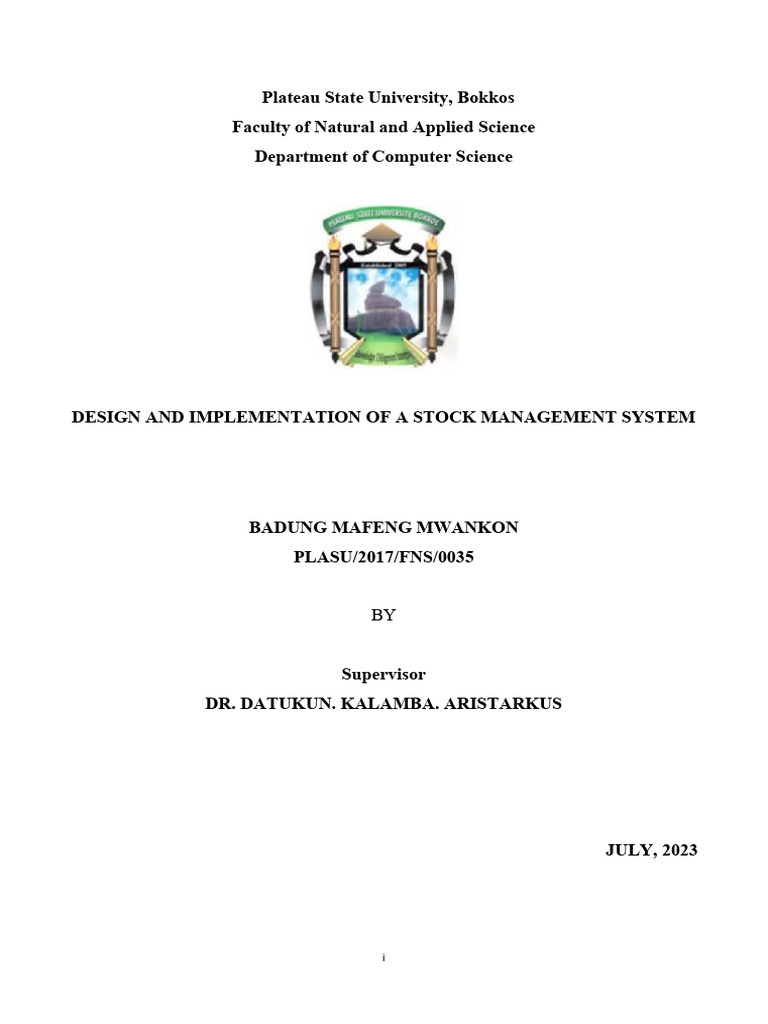 Design and Implementation of A Stock Management System | PDF | Software ...