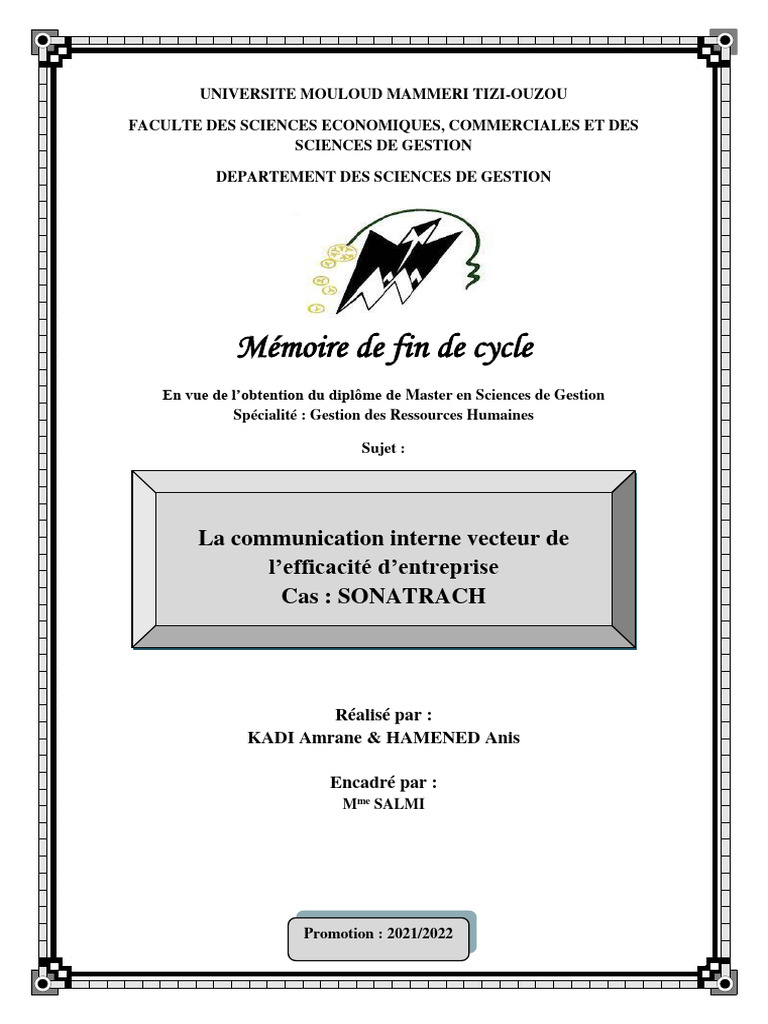 Communication interne et efficacité à SONATRACH | PDF | Gestion des ...