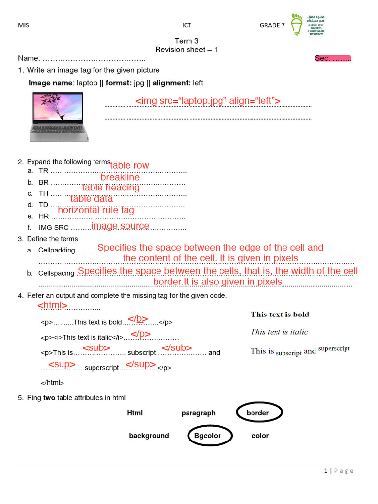 Revision Sheet 1 Pdf Graphic Design Text