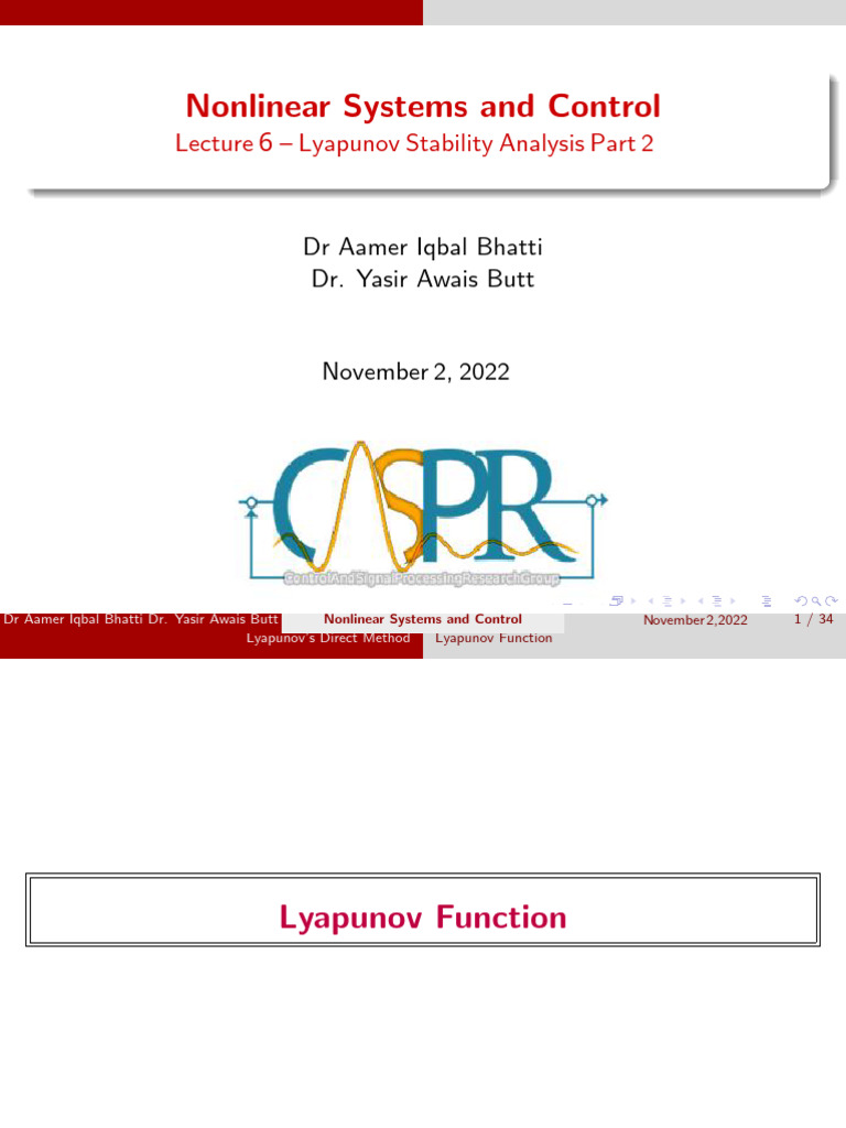 Lyapunov Stability for Engineers | PDF | Derivative | Stability Theory