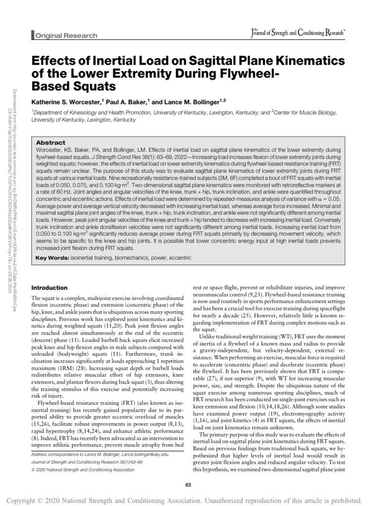 Inertial Load Effects on Squat Kinematics | PDF | Strength Training ...
