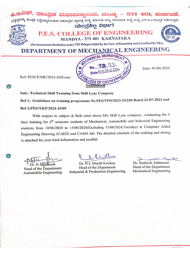 Technical Skill Training 2023-24 | PDF