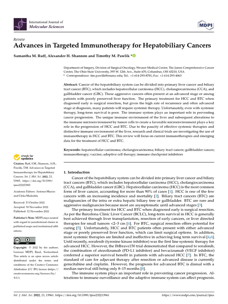 Advances in Targeted Immunotherapy of GBC Int. J. Mol. Sci. 2022 | PDF ...