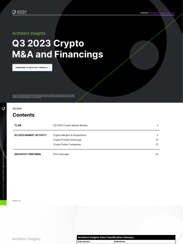 Q3 2023 Crypto M&A and Financing Trends | PDF | Mergers And Acquisitions |  Cryptocurrency