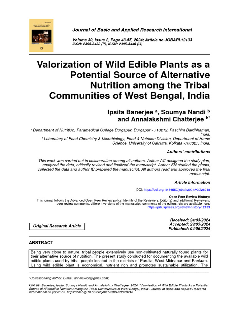 Wild Edible Plants in Tribal Nutrition | PDF | Foods | Vegetables
