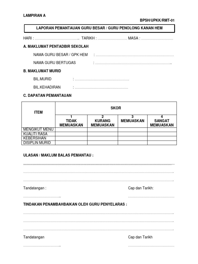 Laporan Pemantauan RMT Sekolah | PDF | Teknologi & Rekayasa