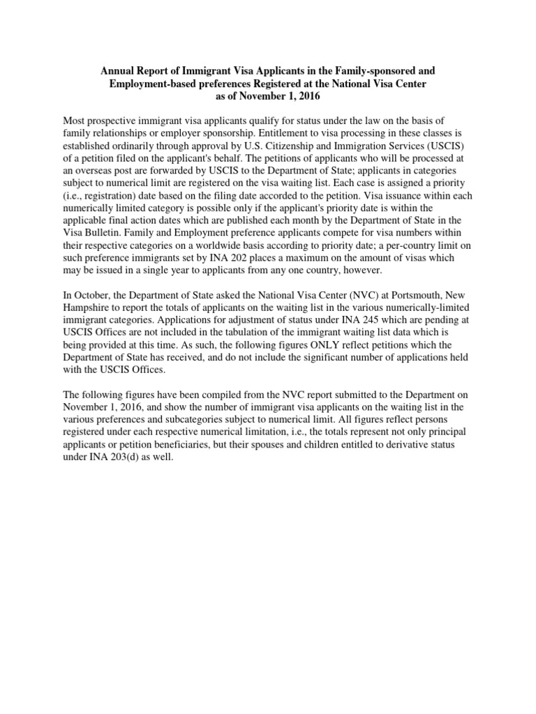2016 Immigrant Visa Applicant Report | PDF | Human Migration ...