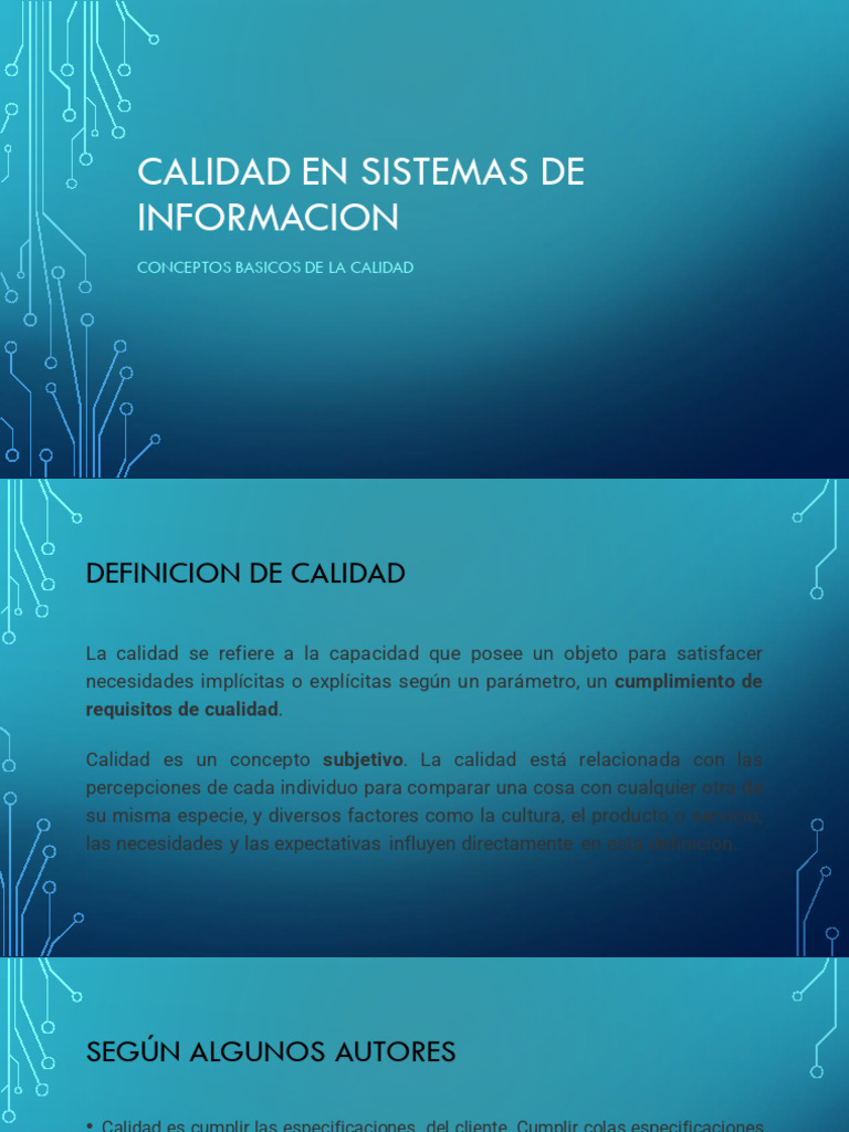 Calidad en Sistemas de Informacion | PDF | Calidad (comercial) | Software