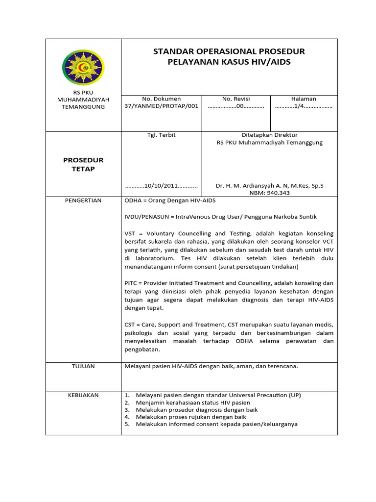SOP HIV-AIDS | PDF