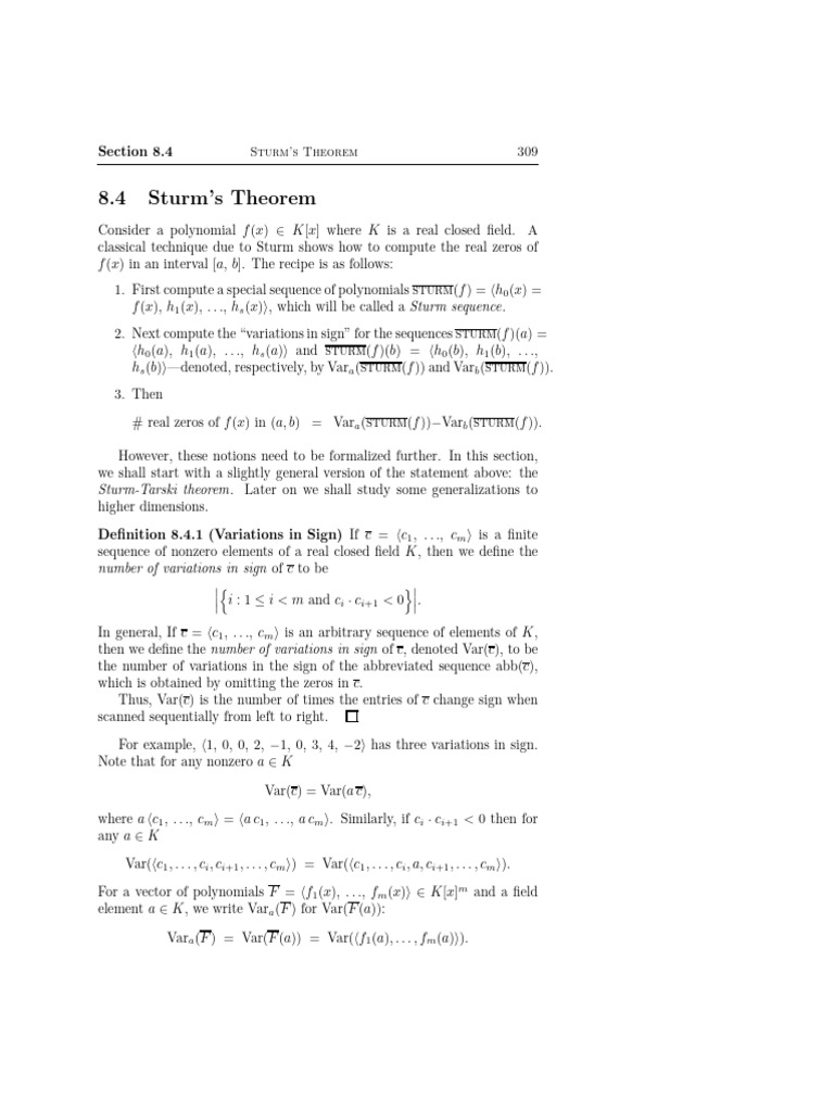 Sturm's Theorem: Real Zeros of Polynomials | PDF | Field (Mathematics ...