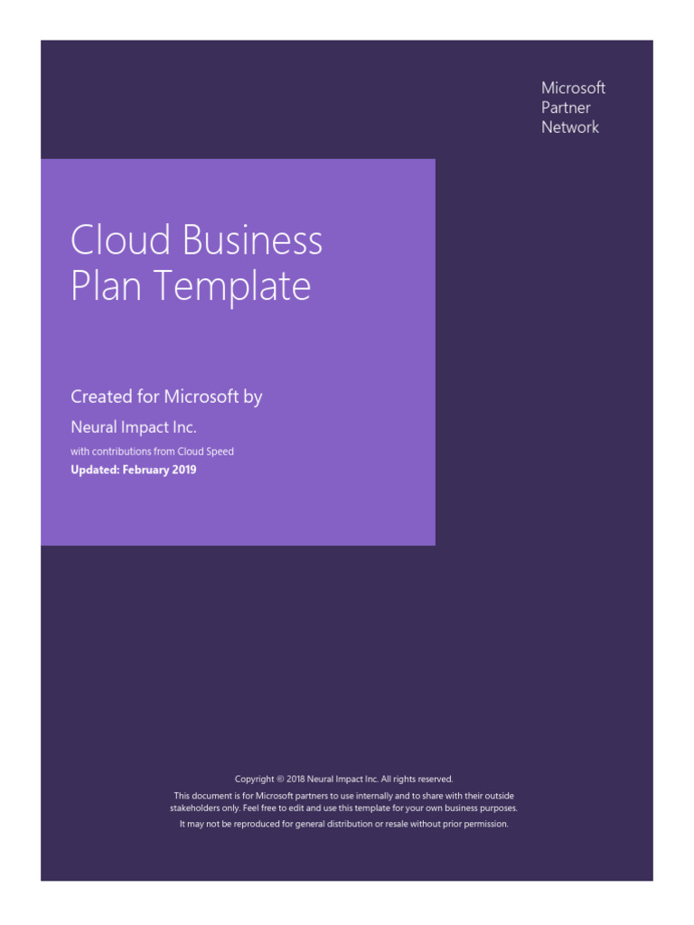 Cloud Business Plan Template | PDF | Cloud Computing | Software As A ...