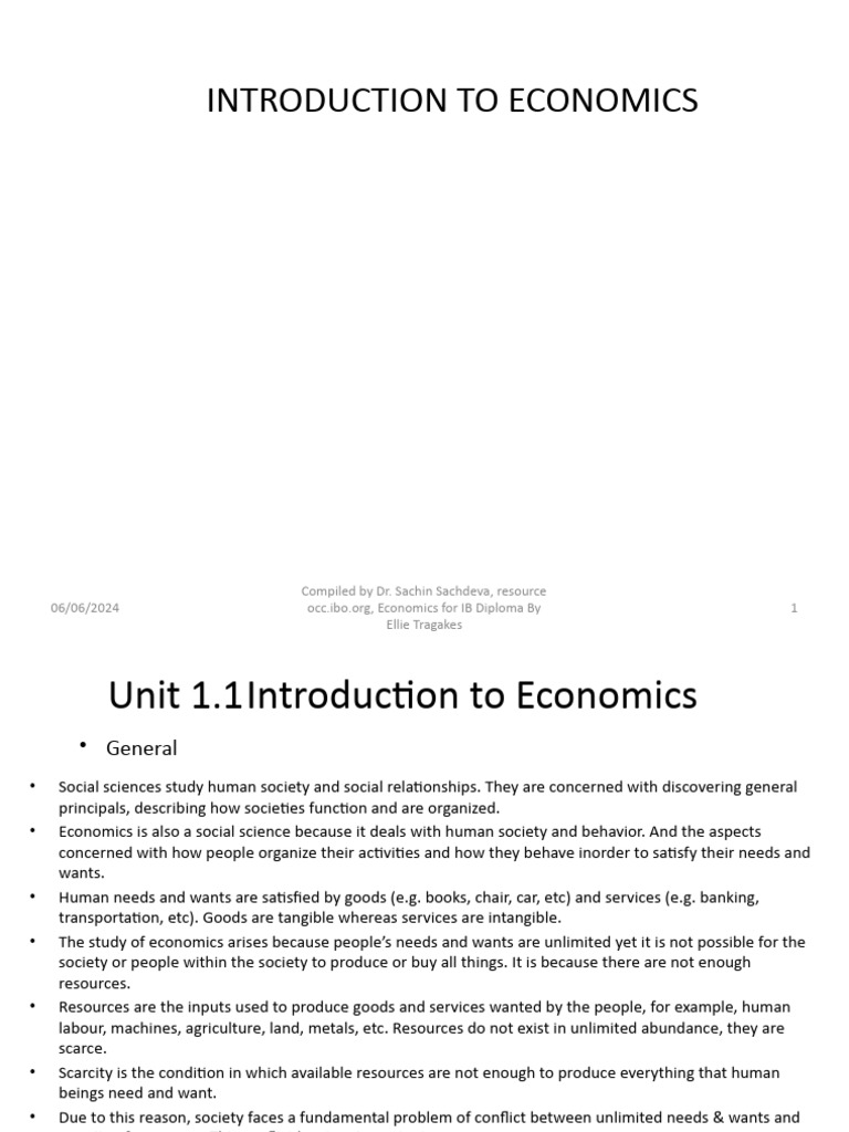 Chapter 1.1 Notes (Introduction To Economics) | PDF | Economics | Gross ...