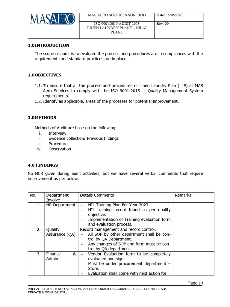 SUMMARY ISO AUDIT 2023 | Download Free PDF | Iso 9000 | Audit