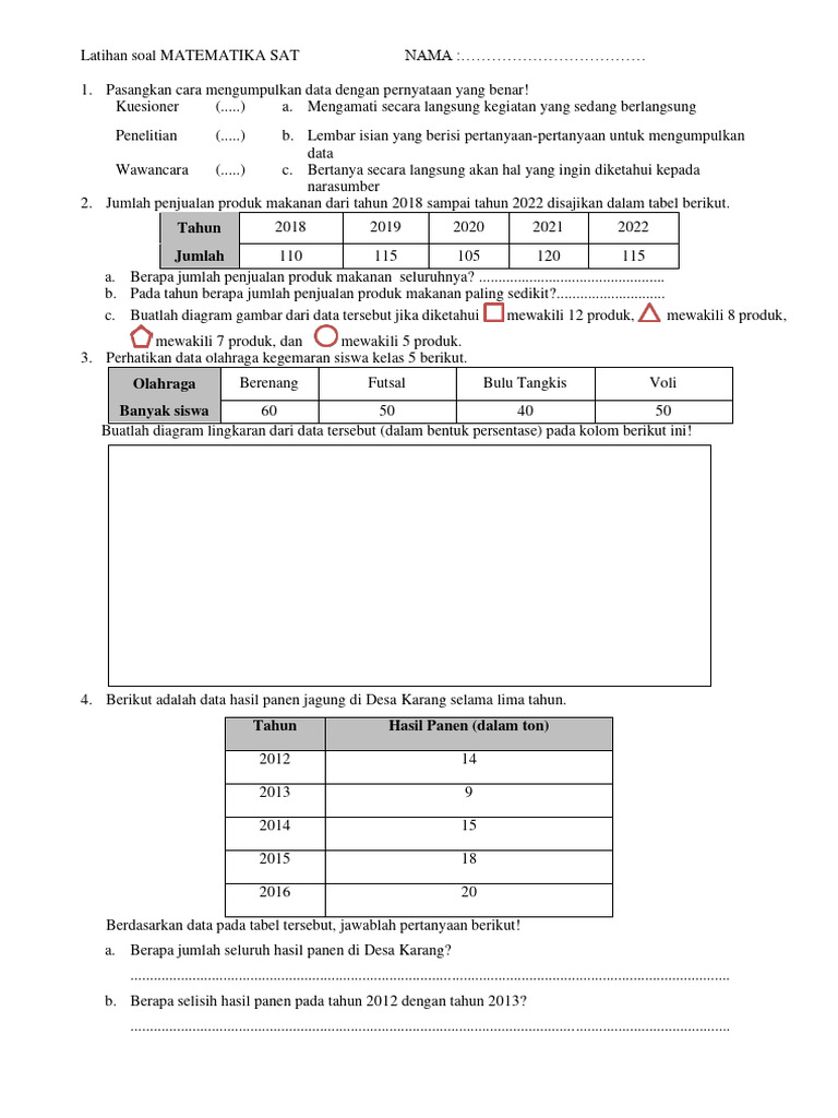 Latihan Soal Matematika SAT dan Data | PDF