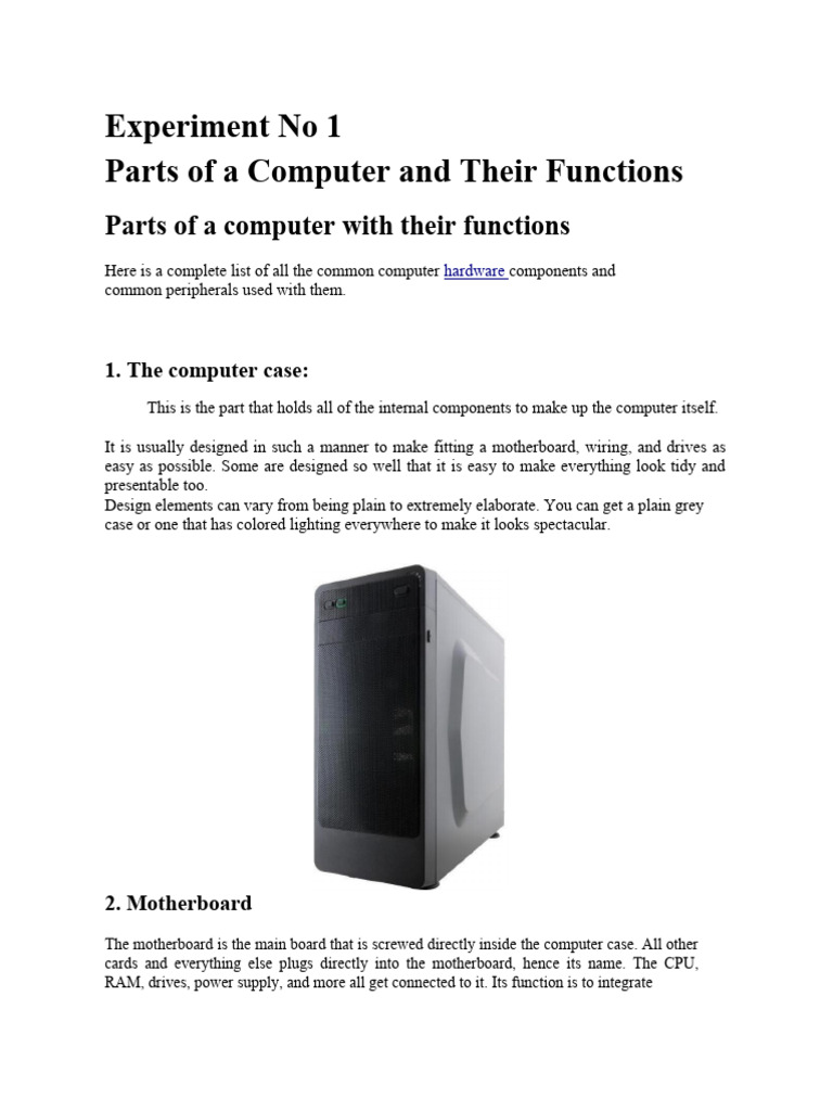 Computer Parts and Functions Explained | PDF | Malware | Computer Virus