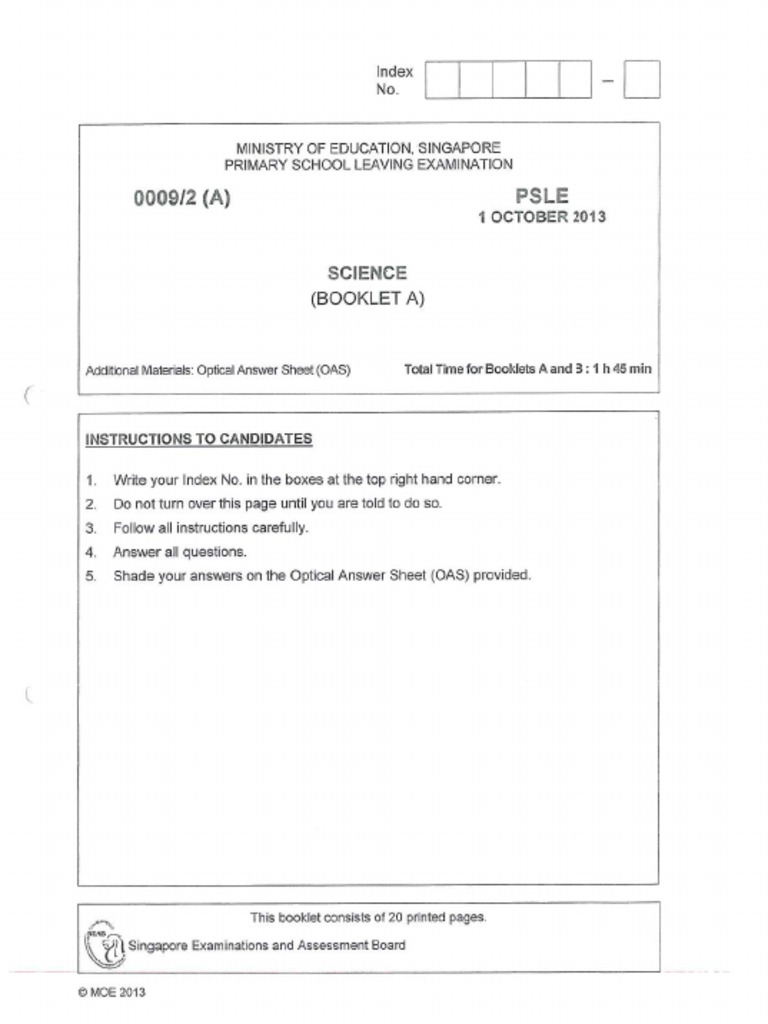Psle Science Exam Format