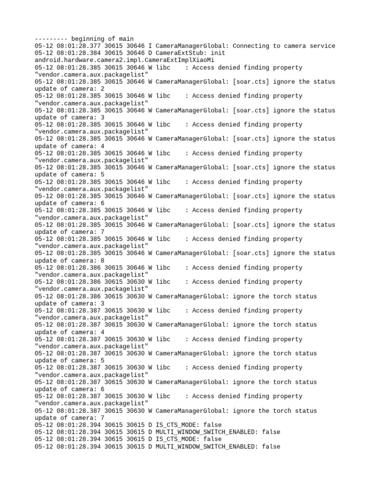 Camera Service Connection Log | PDF | Codec | Software