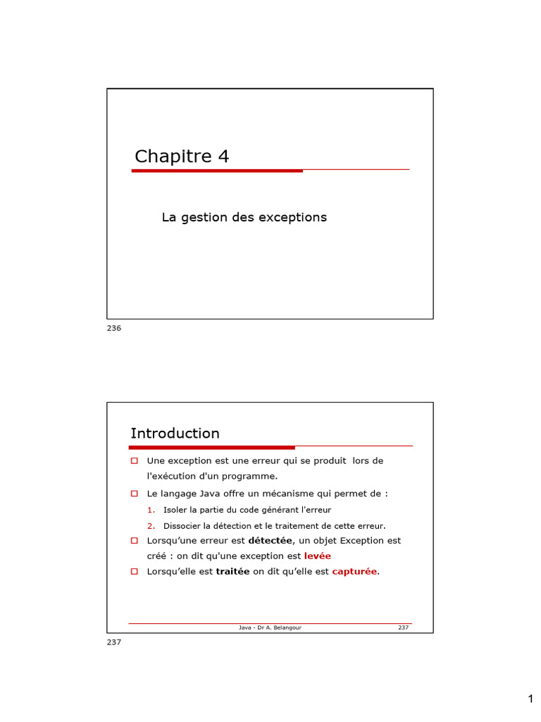 Gestion des exceptions en Java | PDF | Java (Langage de programmation ...
