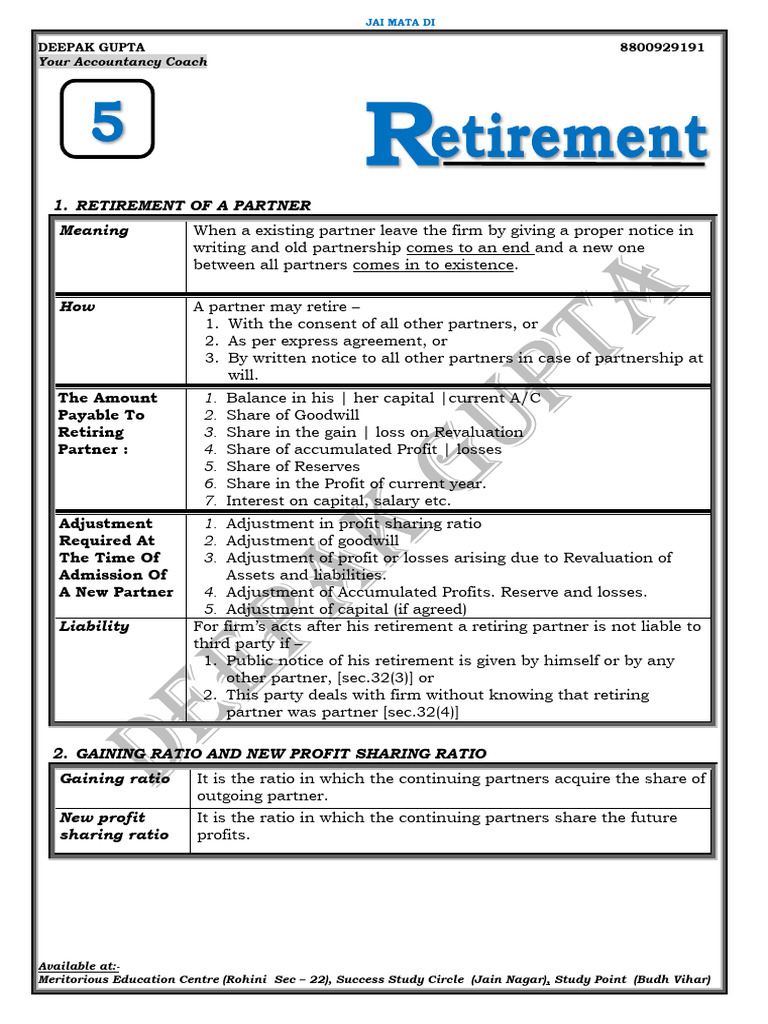 A. Retirement Notes 2023 | PDF | Goodwill (Accounting) | Partnership