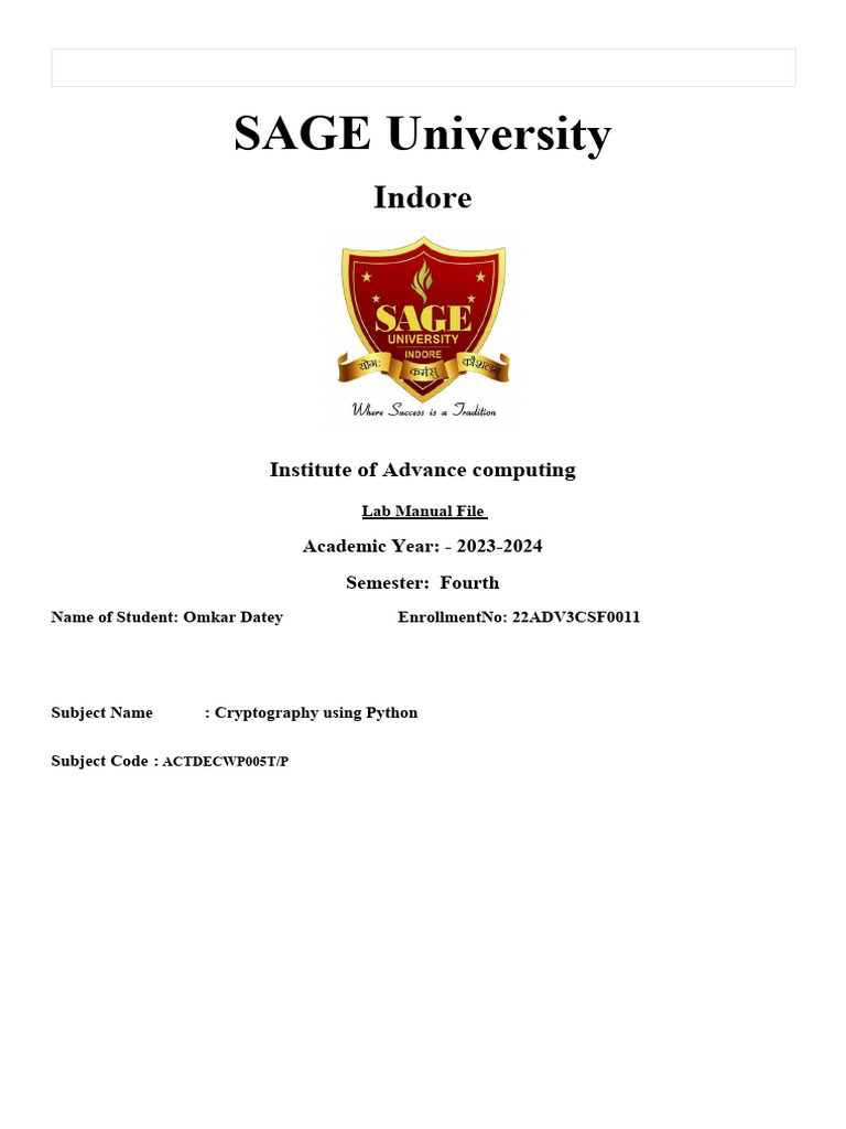 Crypto Lab Manual | PDF | Public Key Cryptography | Key (Cryptography)