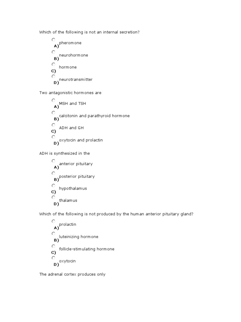 Chapter 45 Review Questions PDF Hormone Adrenal Gland