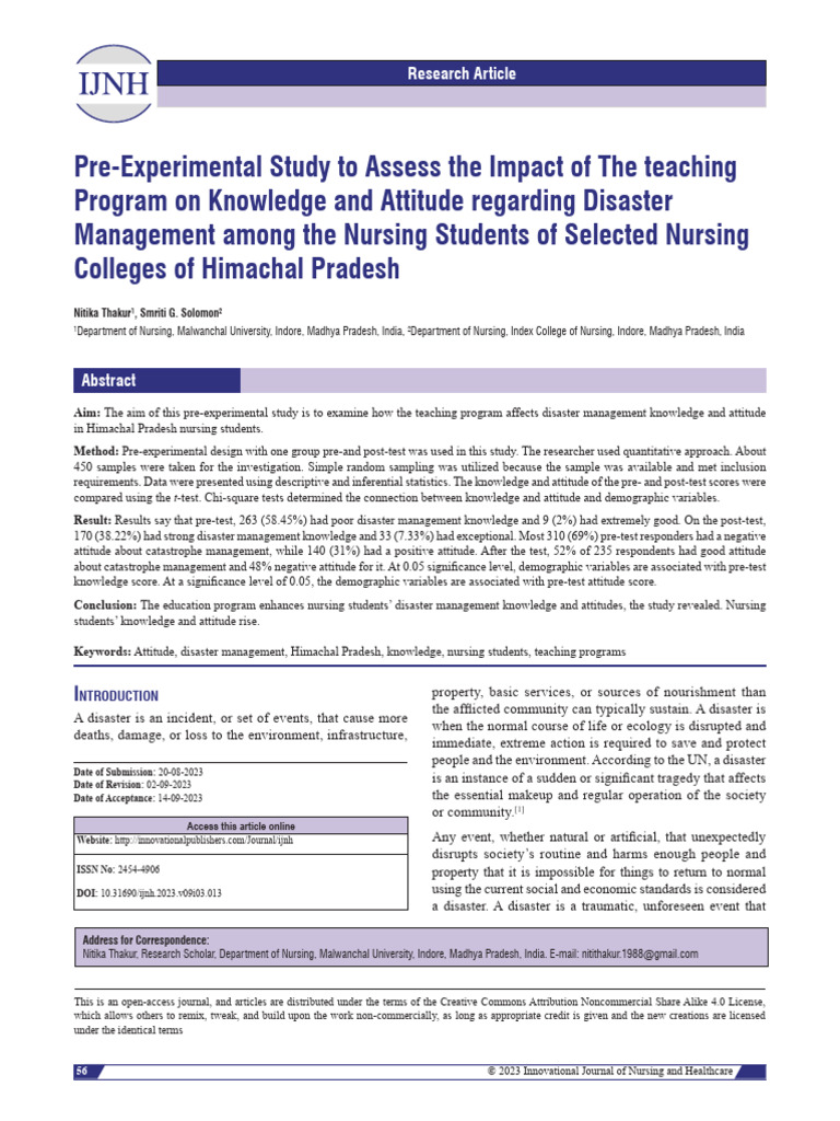 Impact of Teaching on Disaster Management Knowledge | PDF | Statistics ...