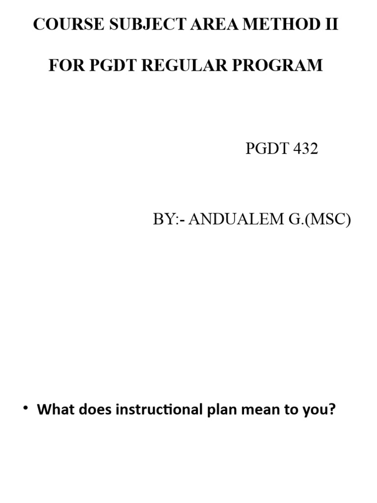 PGDT Instructional Planning Methods | PDF | Educational Assessment ...