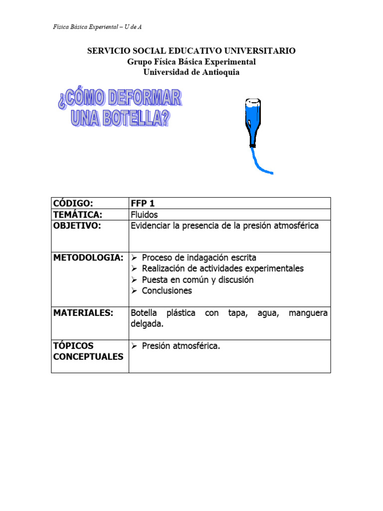 Experimentos sobre Presión Atmosférica | PDF | Física Aplicada e ...