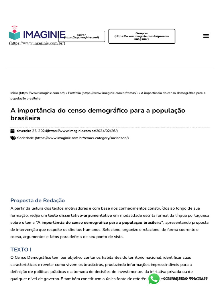 Importância do Censo Demográfico no Brasil | PDF