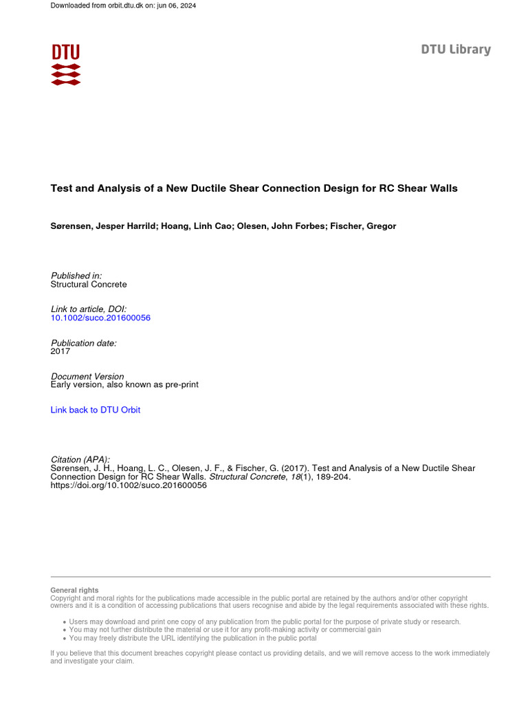 Test and Analysis of A New Ductile Shear Connection Design Orbit | PDF ...