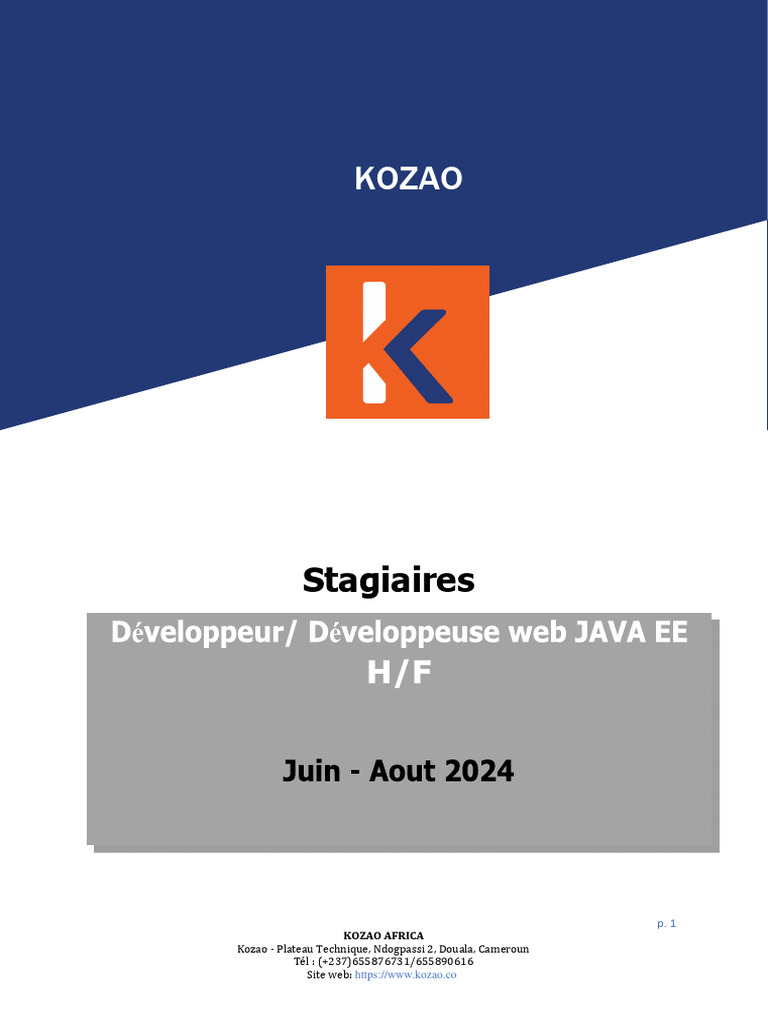 Stage Développeur Web JAVA EE 2024 | PDF | Développement de logiciel ...