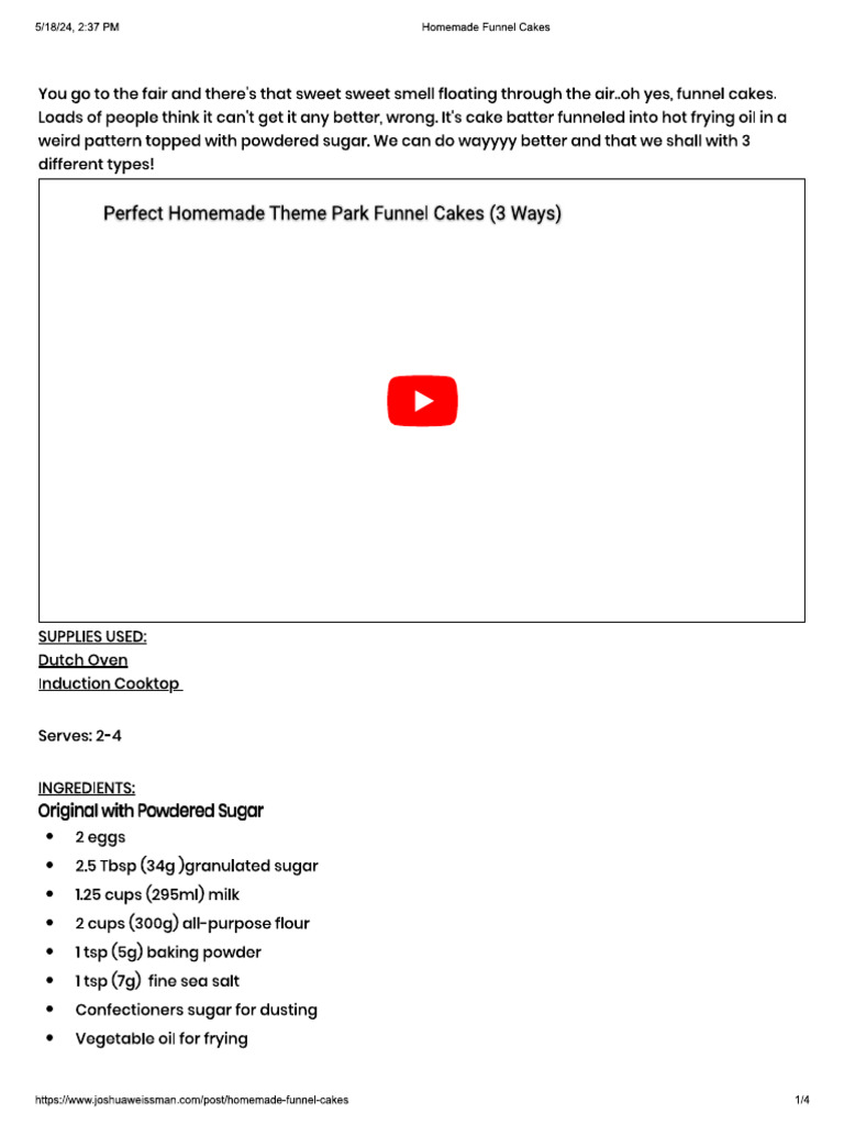 Funnel Cake Joshua Weissman PDF