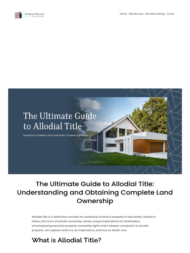 The Ultimate Guide To Allodial Title: Understanding and Obtaining The Ultimate Guide To Allodial Title: Understanding and Obtaining