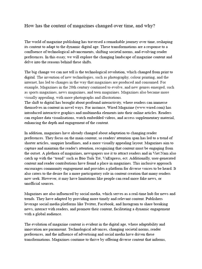 How has the content of magazines changed over time, and why_ Download