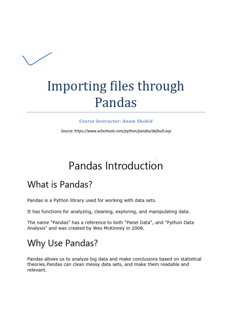 Importing Files Through Pandas | PDF | Comma Separated Values | Table ...