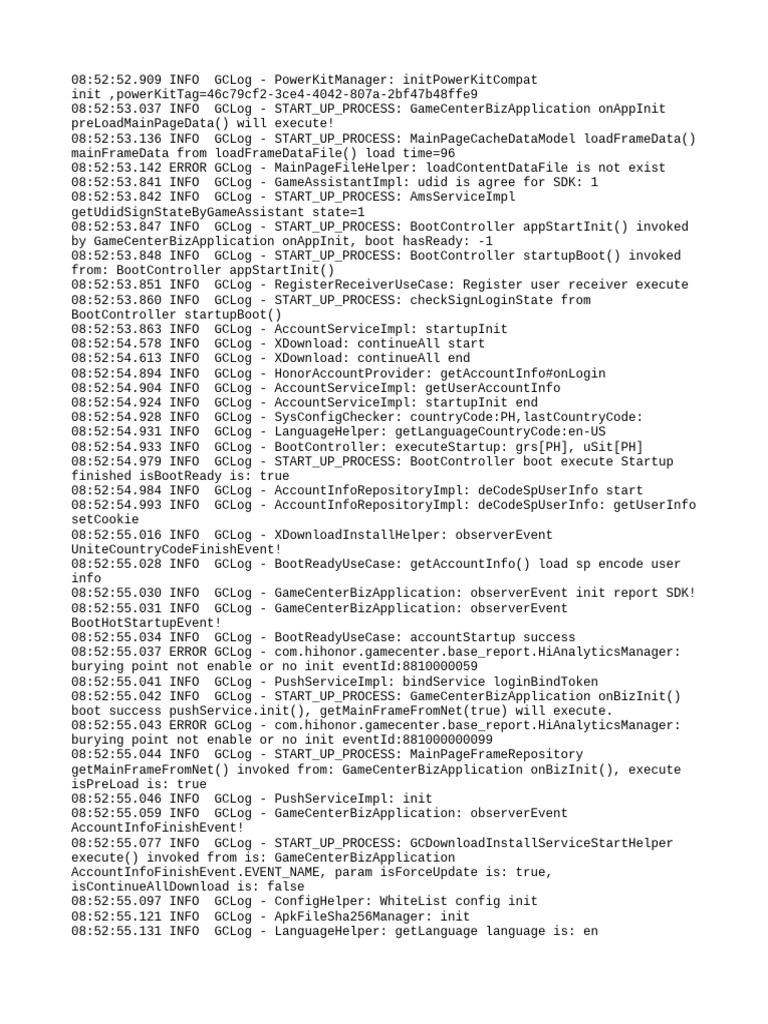 Startup Process Log for GameCenter | PDF | Computer Engineering ...