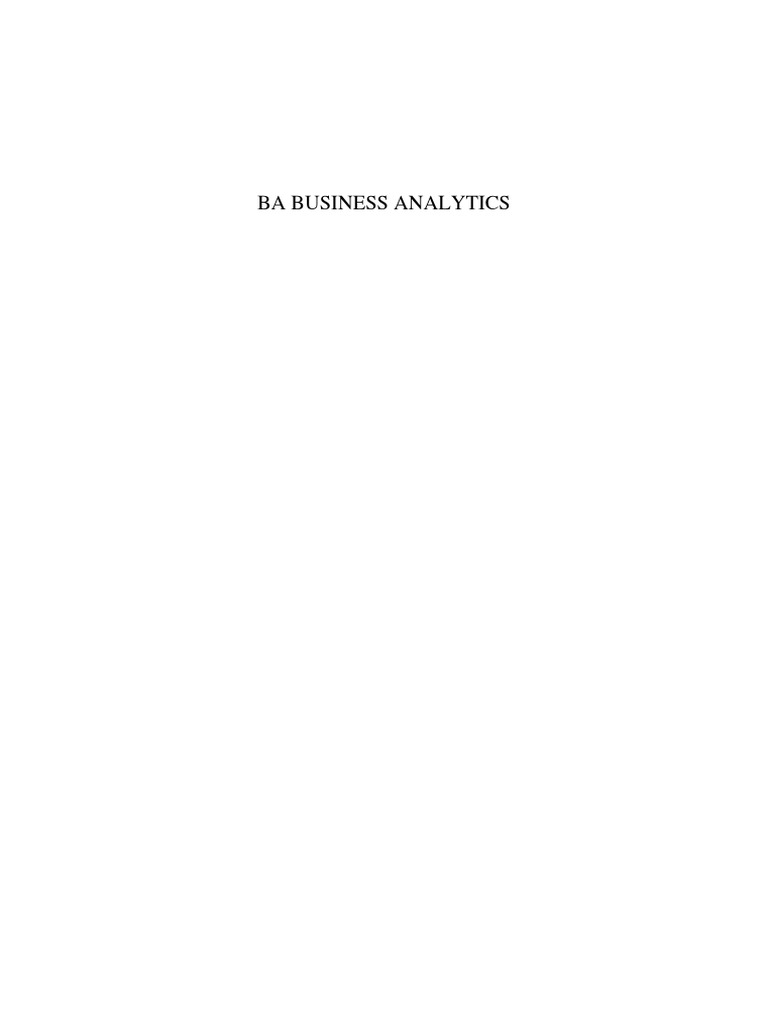 BA BUSINESS ANALYTICS intelligence overview