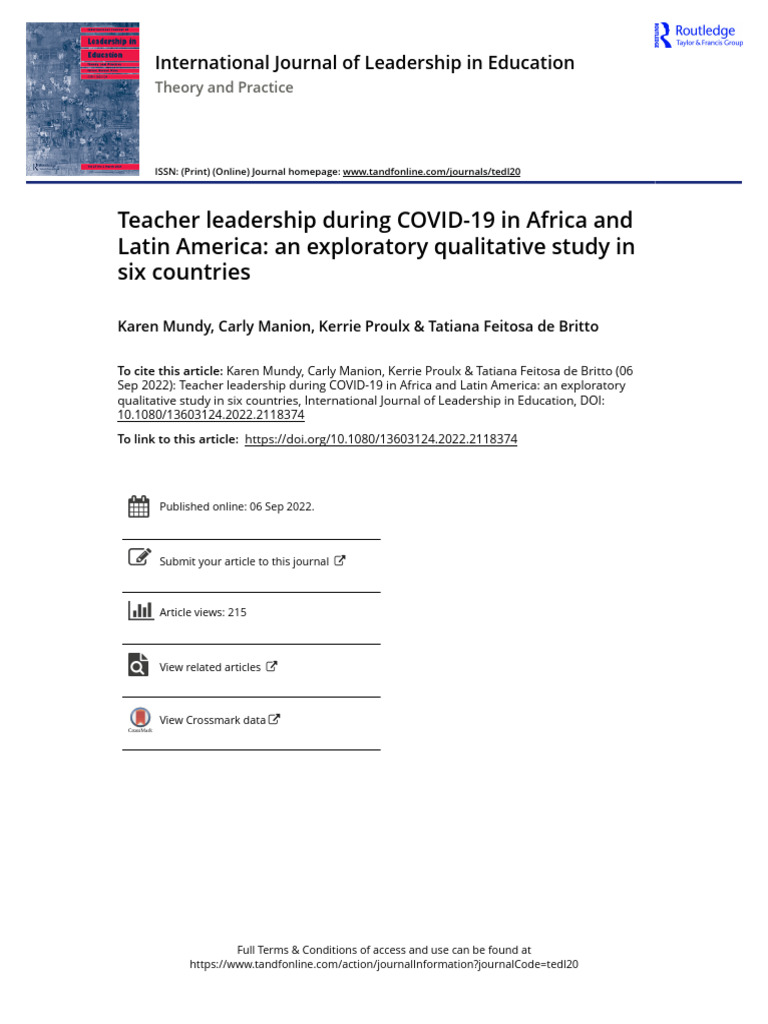 Teacher Leadership in COVID-19: Insights from Africa & Latin America ...