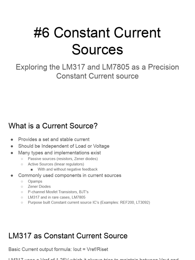 LM317 and LM7805 Current Sources | PDF | Manufactured Goods ...