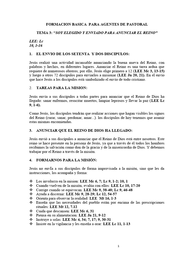 Formación para Agentes de Pastoral | PDF | Jesús | Evangelización