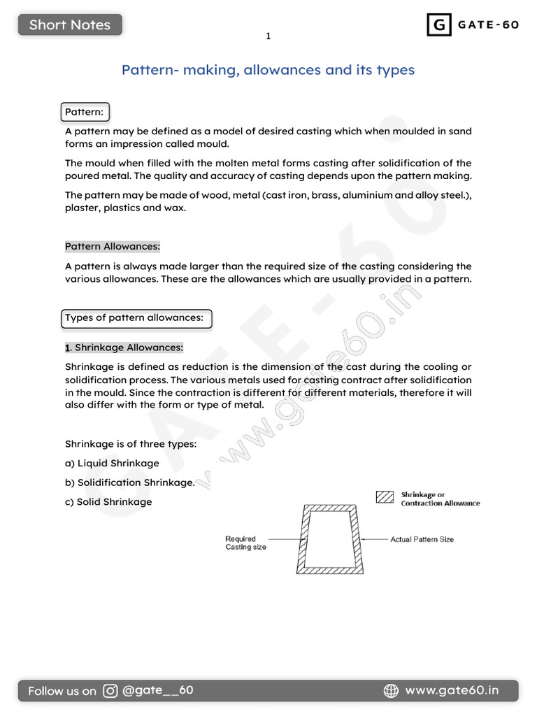 Pattern Allowances and Its Types | PDF | Building Engineering ...