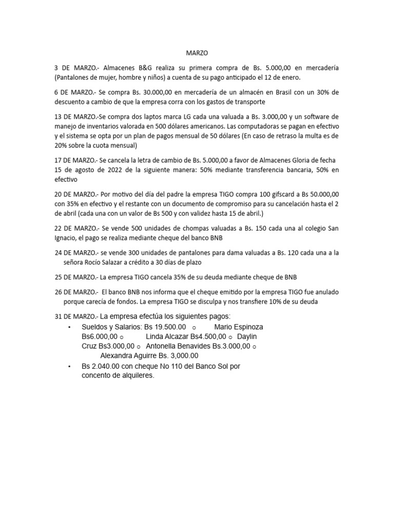 Registro de Compras y Ventas de Almacenes B&G | PDF | Bancos | Cheque