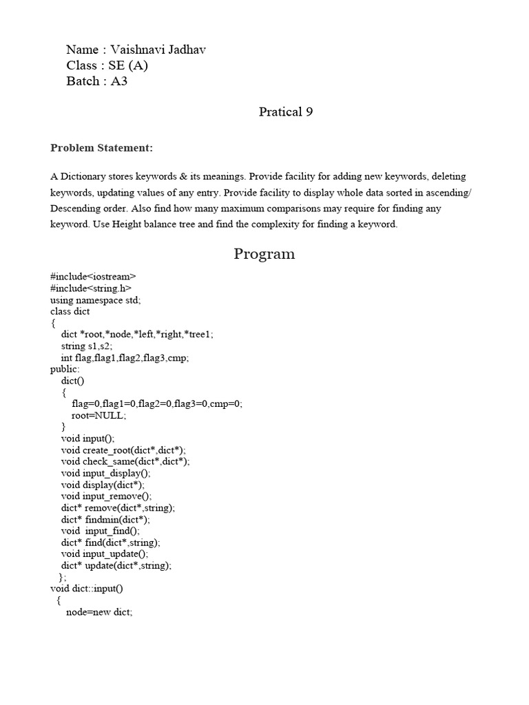 Dictionary Management Program | PDF | Computer Programming | Software ...