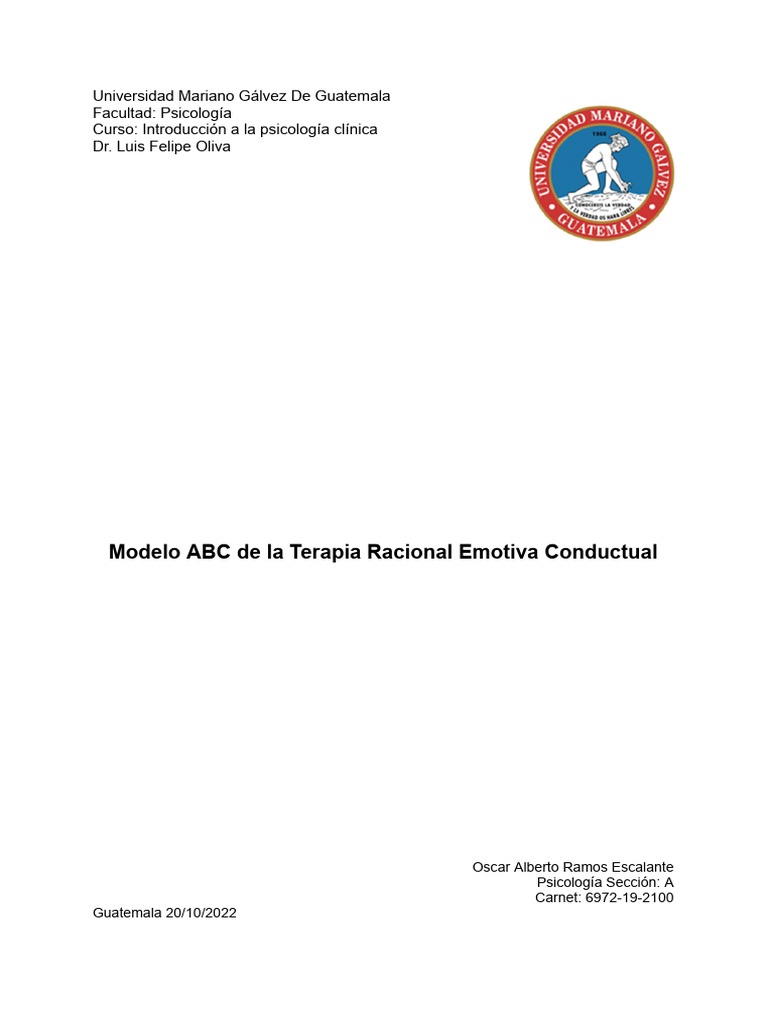 Modelo ABC en Terapia Racional Emotiva | PDF | Terapia racional de ...