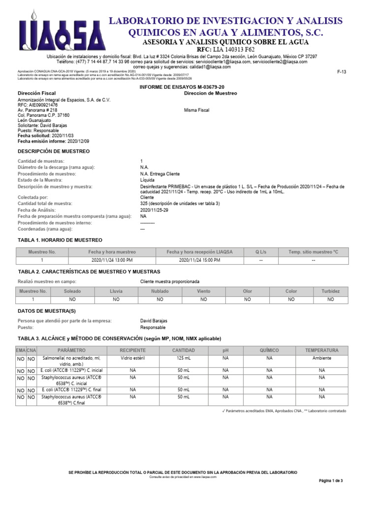 Reto Microbiano Lab Liaqsa Primebac RFinal-M-03679-20 | PDF