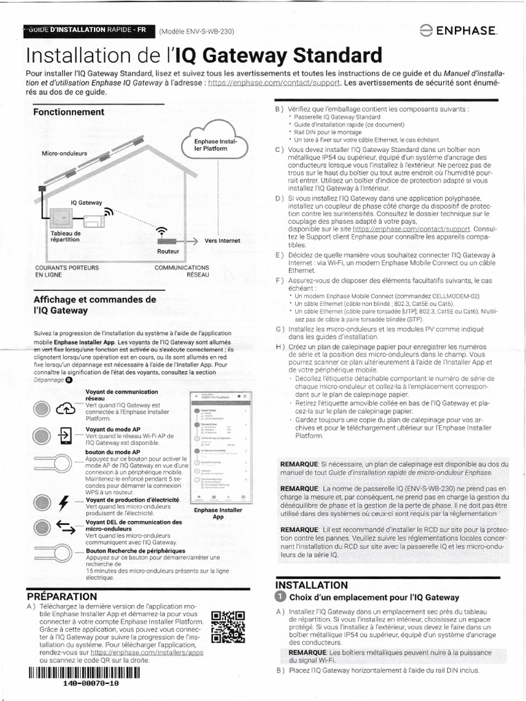 Installation de l'IQ Gateway Enphase | PDF | Wi-Fi | Ethernet